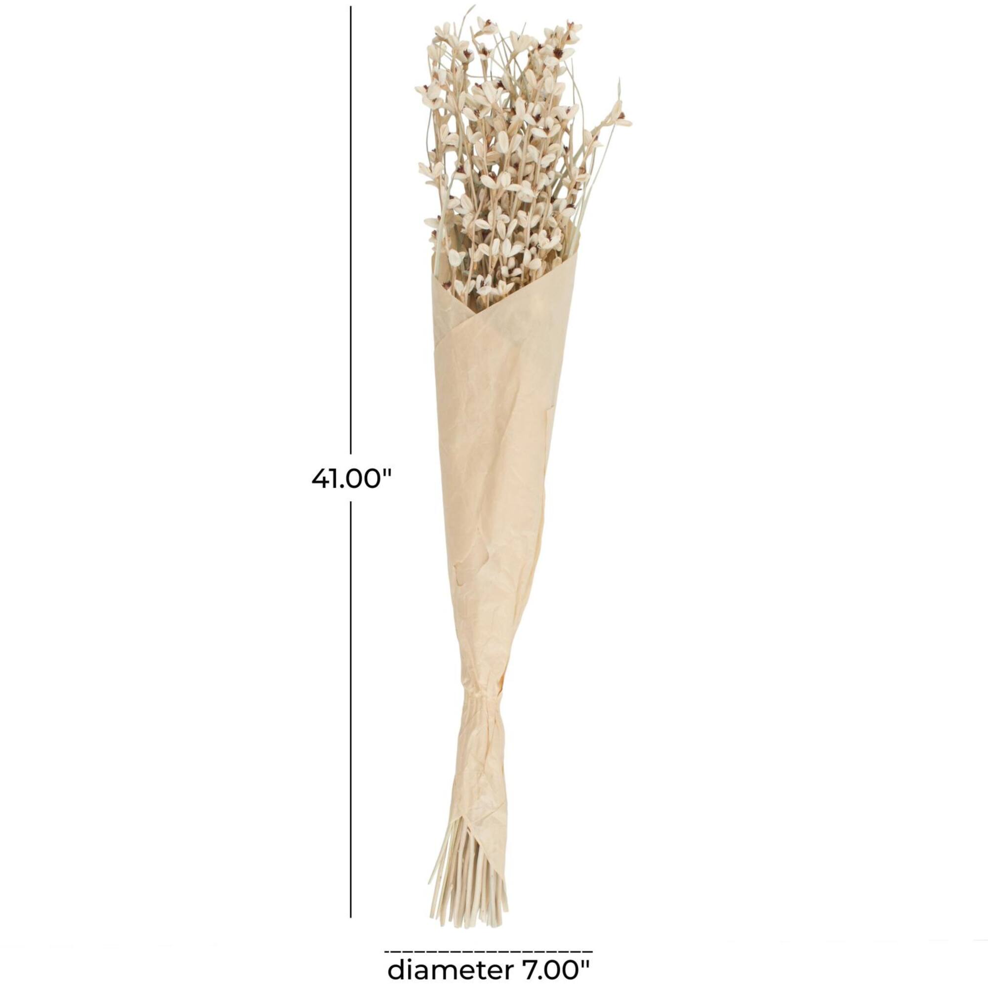 41" Cream Dried Natural Foliage Bouquet with Brown Stems